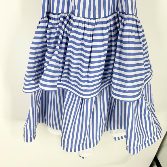 Silvia Tcherassi Allerona Striped Tiered Tie Waist Midi Dress in Celeste Stripes - Picture 7 of 10